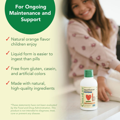ChildLife Essentials Liquid Calcium for Kids — Orange Flavor with Magnesium, Zinc, and Vitamin D3 | 16 fl oz (4 Pack)