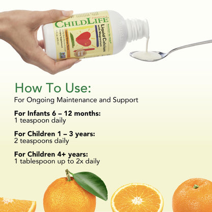 ChildLife Essentials Liquid Calcium for Kids with Magnesium, Zinc, and Vitamin D3 – Orange Flavor, 16 fl oz (3 Pack)