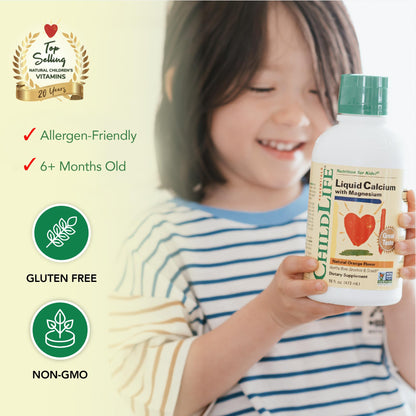 ChildLife Essentials Liquid Calcium for Kids with Magnesium, Zinc, and Vitamin D3 – Orange Flavor, 16 fl oz (3 Pack)