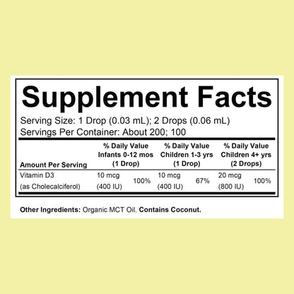 CHILDLIFE Essentials Organic Vitamin D3 Drops for Infants & Newborns – 400 IU/Drop, USDA Organic
