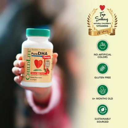 CHILDLIFE ESSENTIALS Pure DHA for Kids - DHA EPA Omega-3 (Natural Berry), 90 Softgels