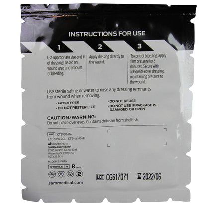 Chito-SAM 100 4\" X 4\" - Pure Chitosan Hemostatic Dressing