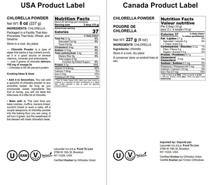 Food to Live Chlorella Powder 8 oz - Kosher, Raw Green Algae, Vegan Superfood