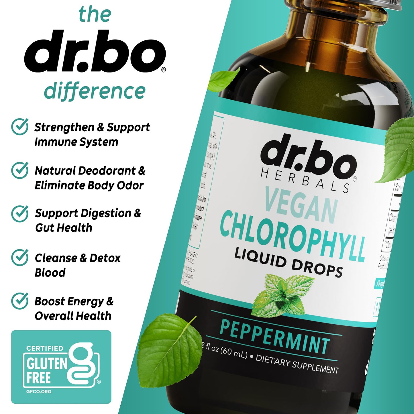 Chlorophyll Liquid Drops – Body Detox, Odor Cleanse & Immune Support | Vegan 2 oz