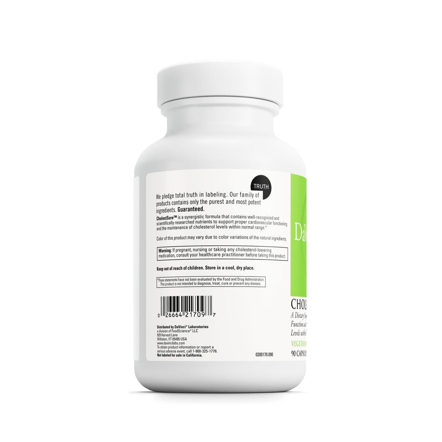 DaVinci CholestSure Supplement – Supports Cardiovascular Function & Healthy Cholesterol (Gluten Free, 90 Vegetarian Capsules)