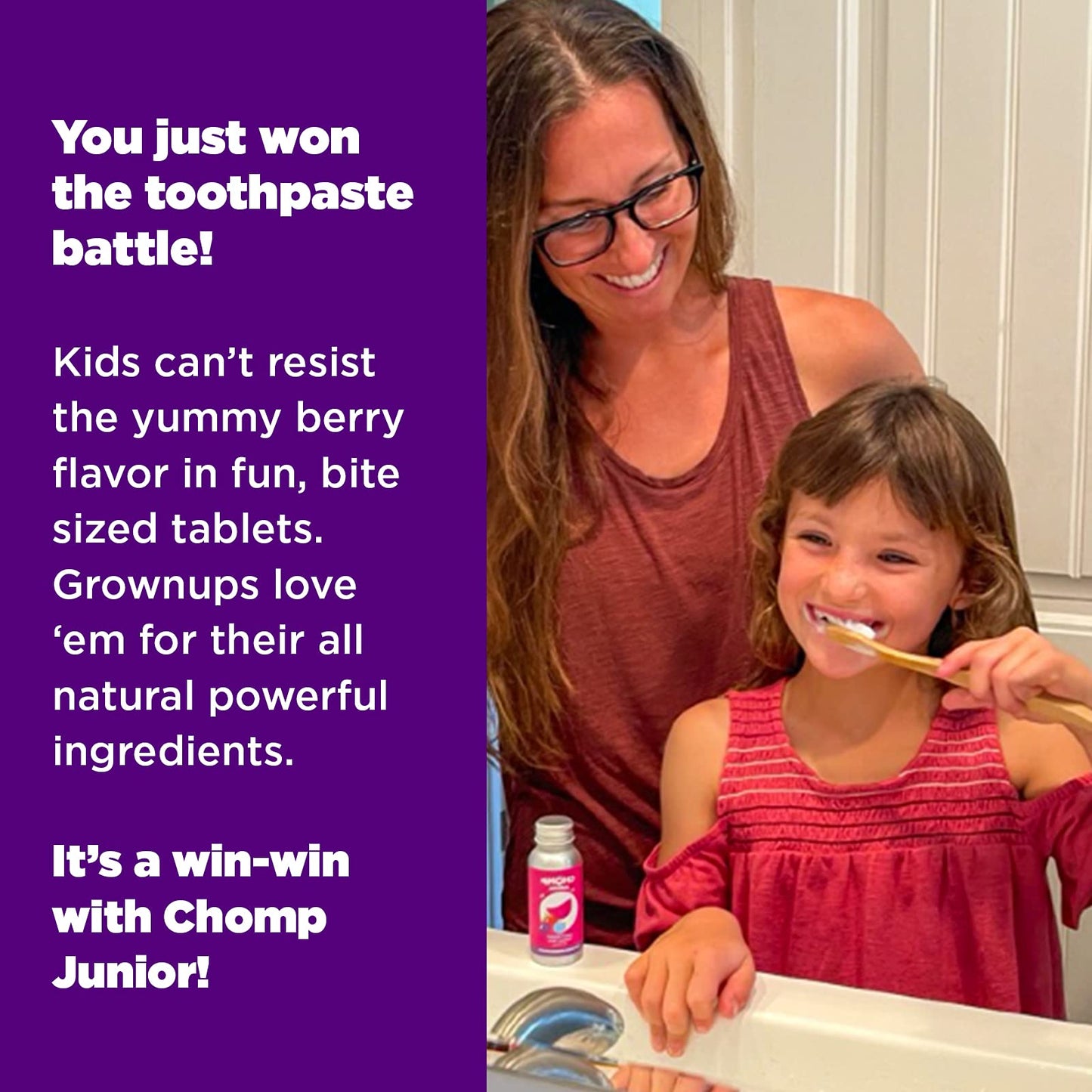Chomp Junior Very Berry Toothpaste Tablets – Nano Hydroxyapatite (Pack of 2)