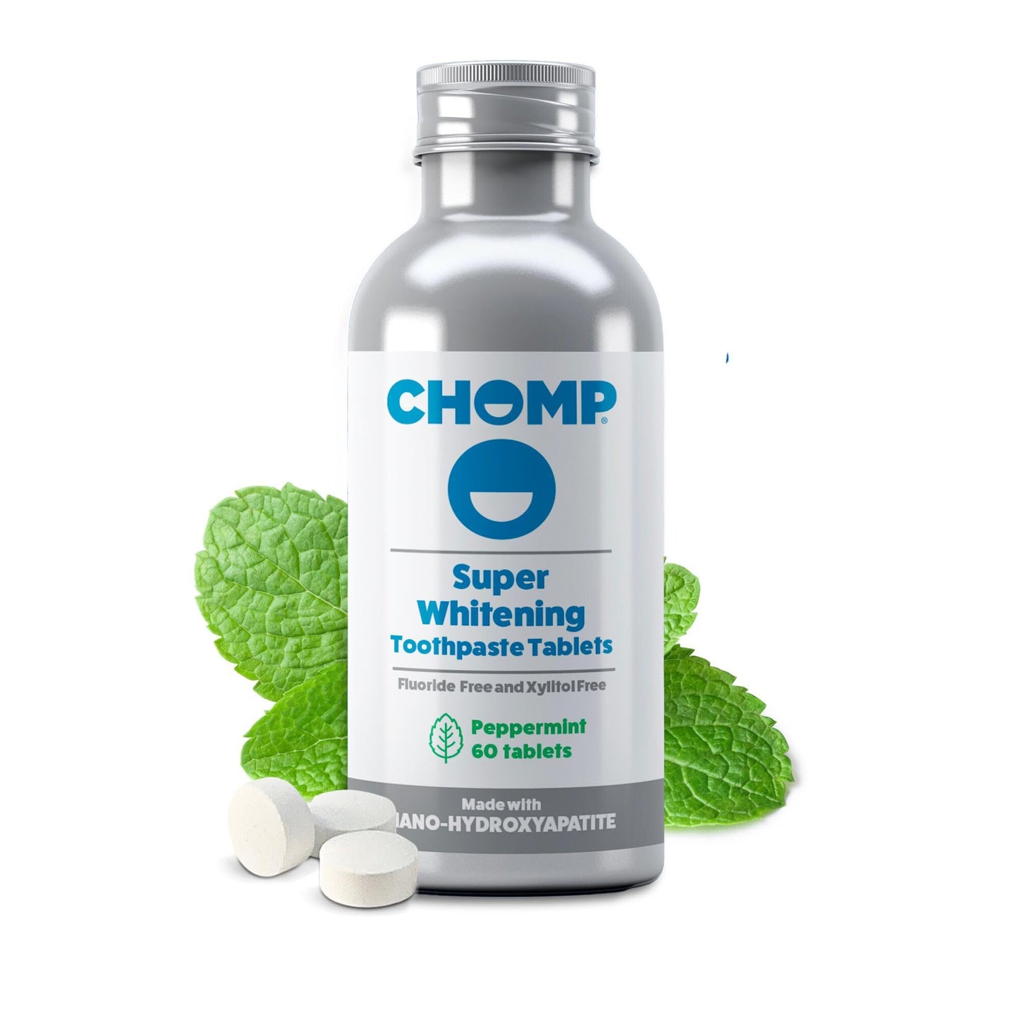 Chomp Super Whitening Toothpaste Tablets with Nano Hydroxyapatite | Fluoride Free
