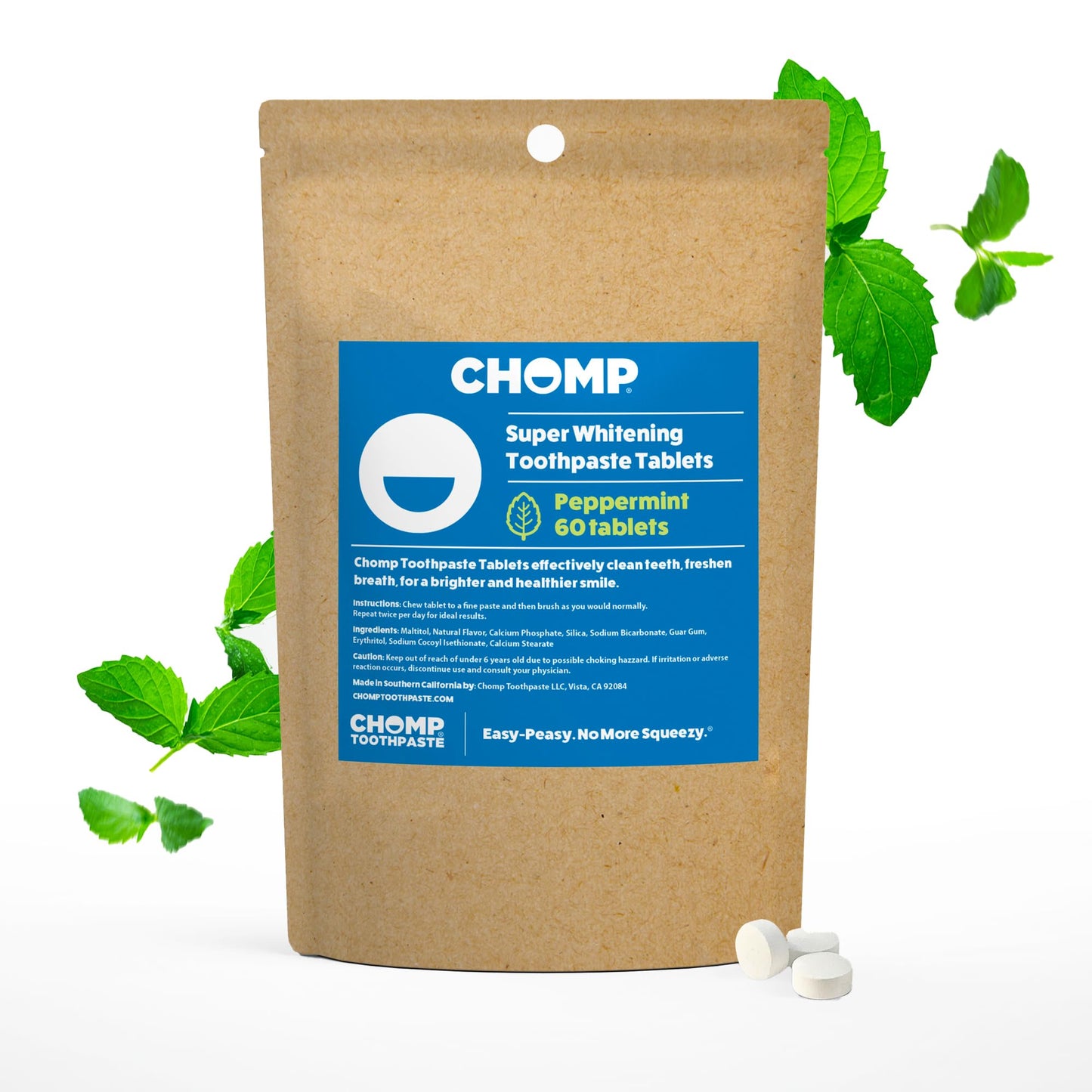 Chomp Toothpaste Tablets Refill Peppermint – SLS-Free & Fluoride-Free