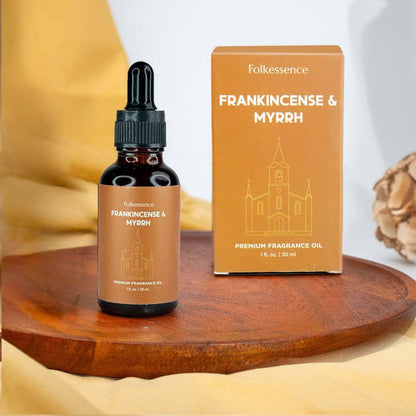Folkulture Christmas Essential Oil for Diffuser – Frankincense & Myrrh 1.01 Fl Oz with Dropper