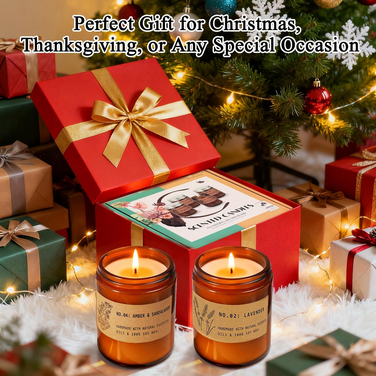 Christmas Candle Gifts for Women – 36 oz Scented Soy Candle Gift Set (4-Pack)
