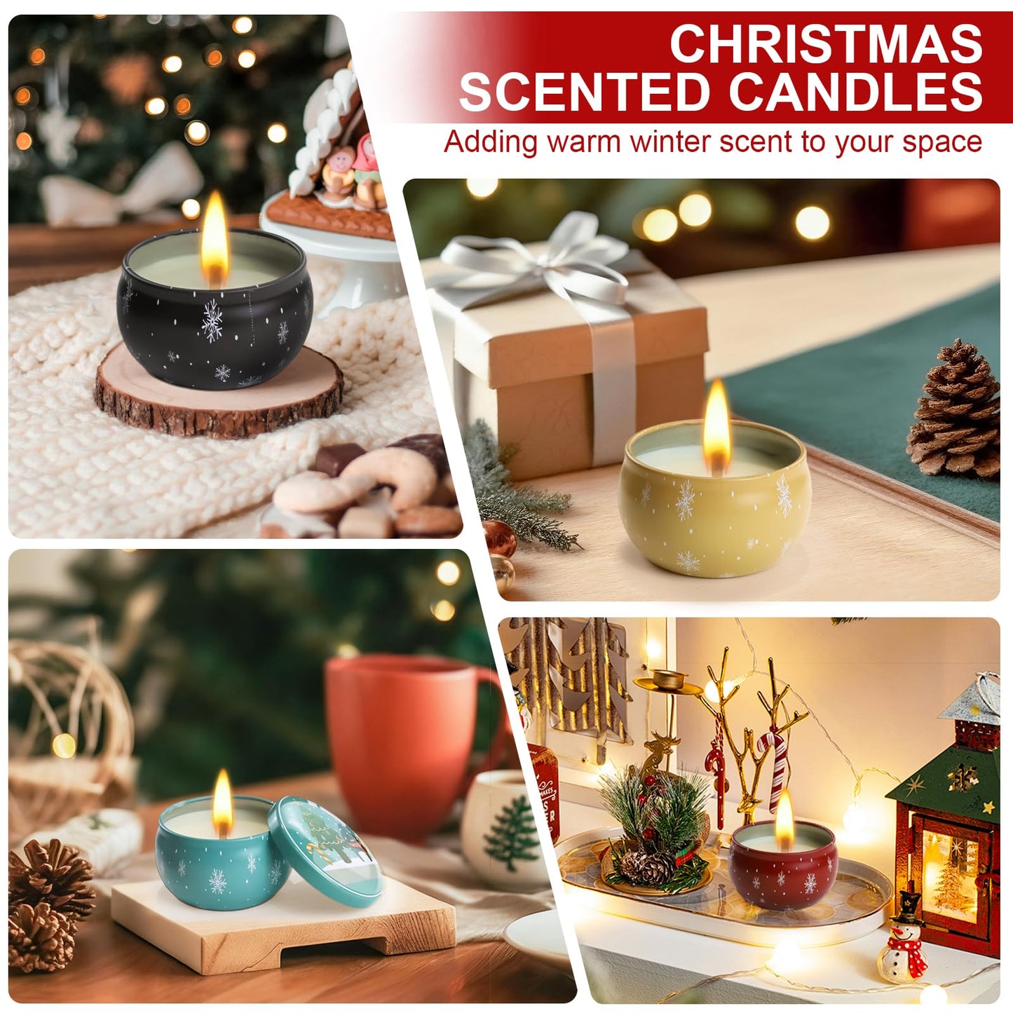 6 Pack Christmas Scented Candles - Natural Soy Wax, Long-Lasting Aromatherapy Gift Set
