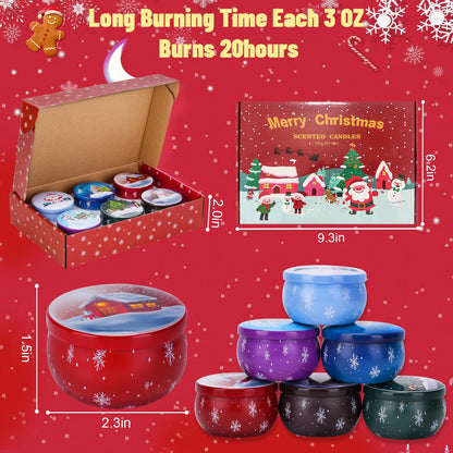 Christmas Candles Gift Set - 6 Pack, 3.5 oz Soy Candles for Home Scent & Relaxation | Gifts for Women
