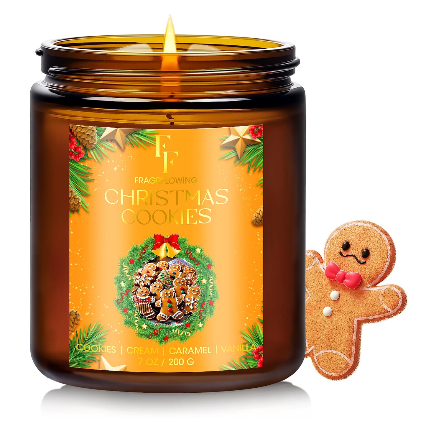 Christmas Cookie Scented Soy Candle – 7 oz Jar, Holiday Aromatherapy Gift for Home