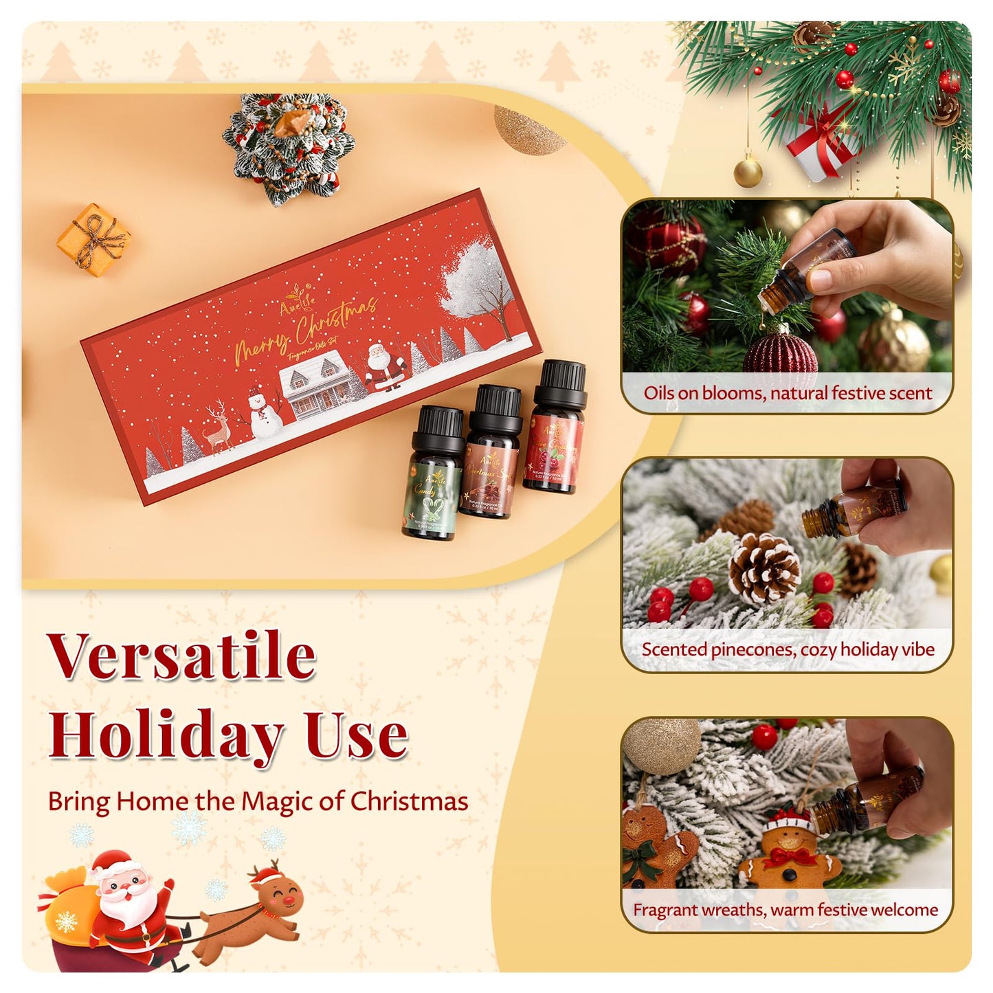 Christmas Essential Oil Set – 6 Premium Oils for Diffusers, Candles & Soaps