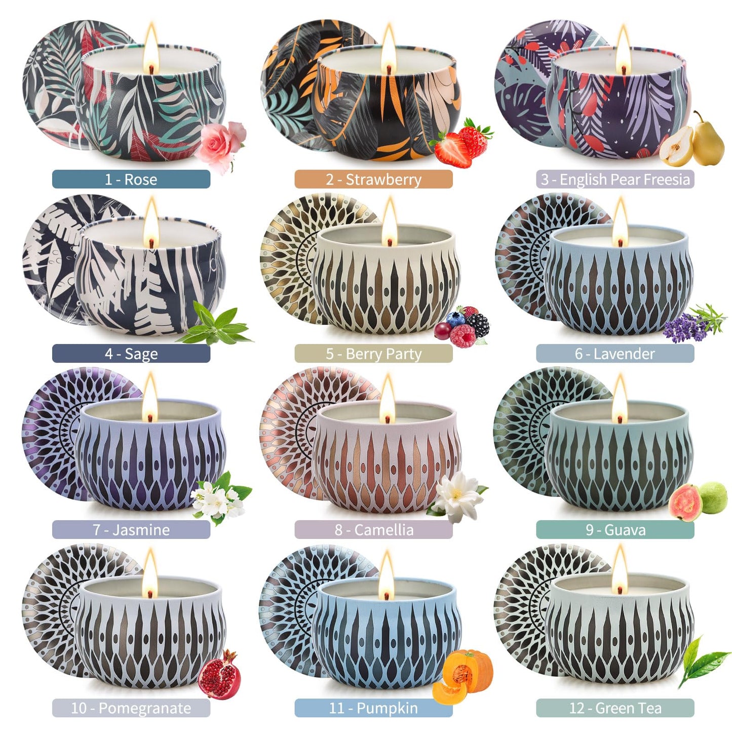 Christmas Scented Candles Gifts Set – 24 Pack Soy Wax Aromatherapy Candles