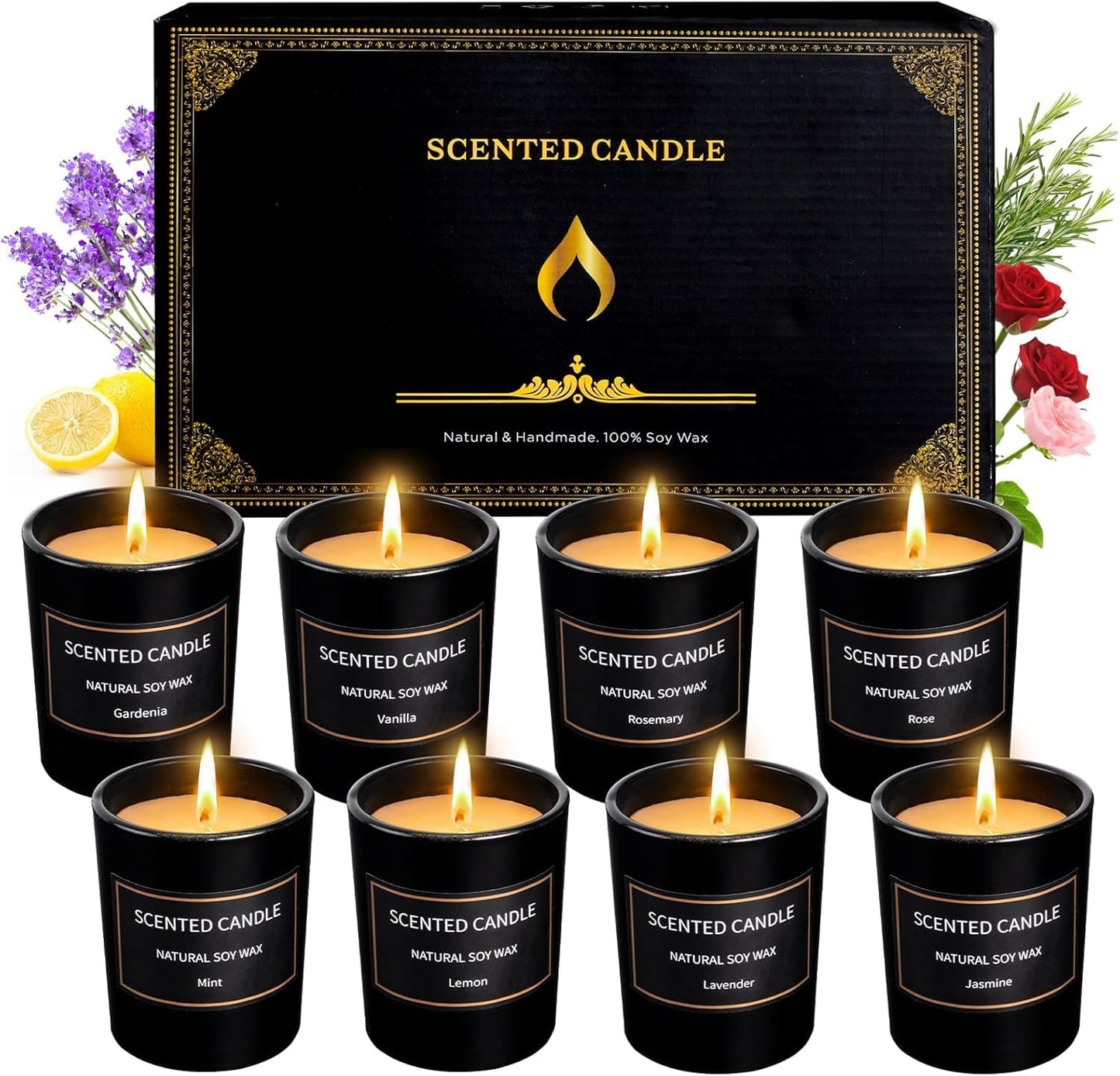 Christmas Scented Candles – 8-Pack 3oz Soy Wax Gifts for Women & Men