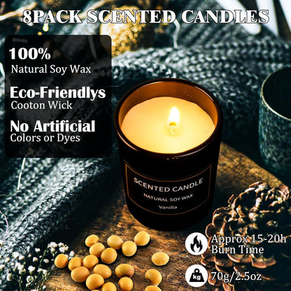 Christmas Scented Candles – 8-Pack 3oz Soy Wax Gifts for Women & Men