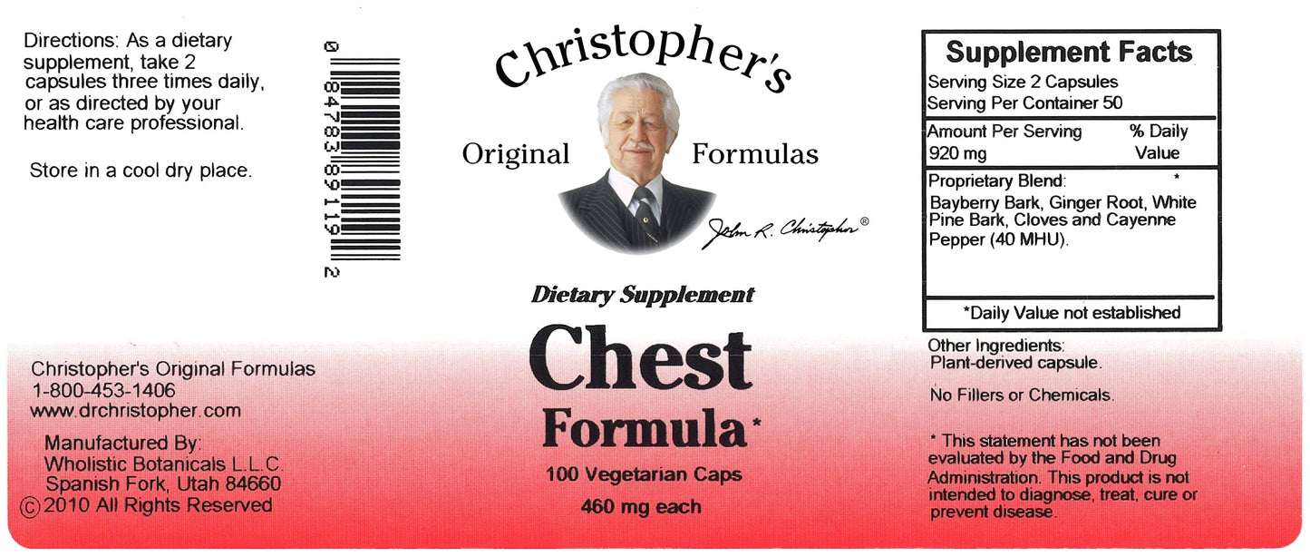 Christopher's Chest Formula – Whole-Herb Immune Support (460 mg, 100 Veg Capsules)