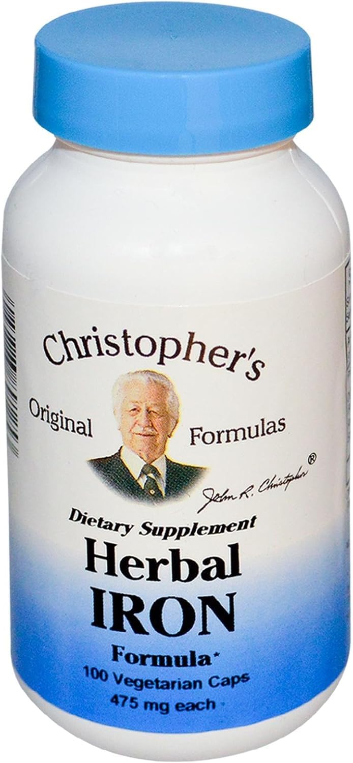 Christopher's Herbal Iron Formula - Natural Iron Support - 450 mg - 100 Vegetarian Capsules