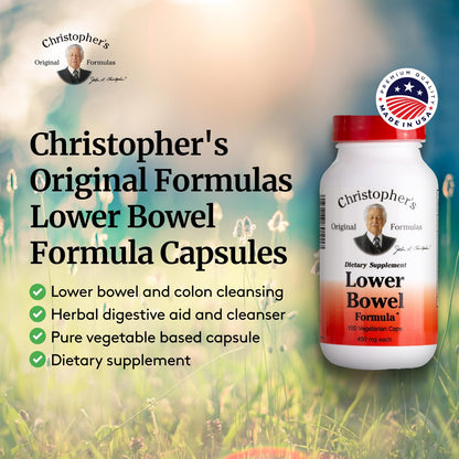 Christopher's Original Formulas Lower Bowel Cleanse Capsules – Herbal Digestive Support, 100 Count Pack of 4