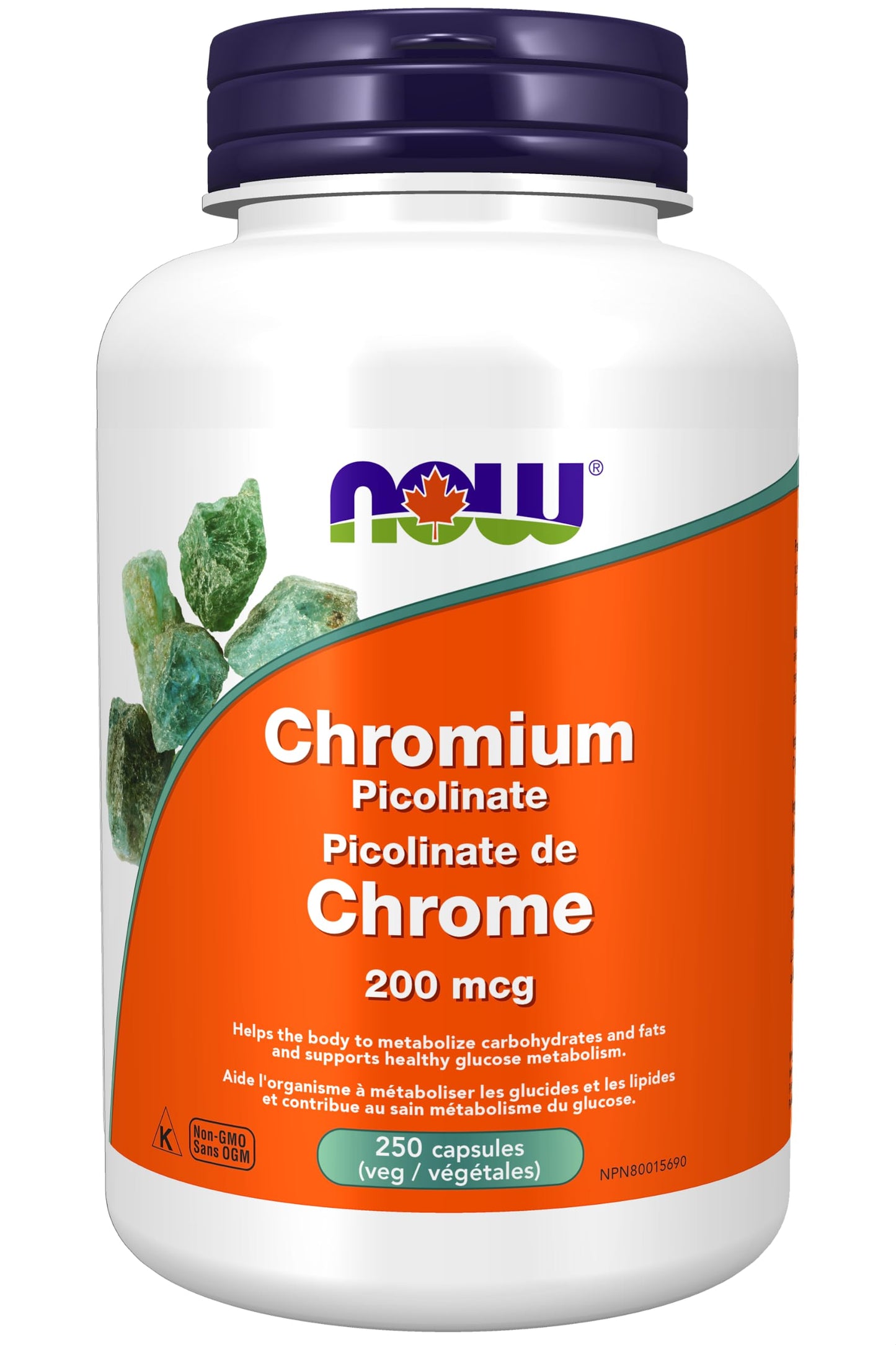 NOW Foods Chromium Picolinate 200 mcg – Insulin Co-Factor, 250 Veg Capsules