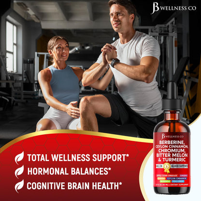JB Wellness Co Berberine with Ceylon Cinnamon Liquid Drops – 6 oz Liposomal Formula