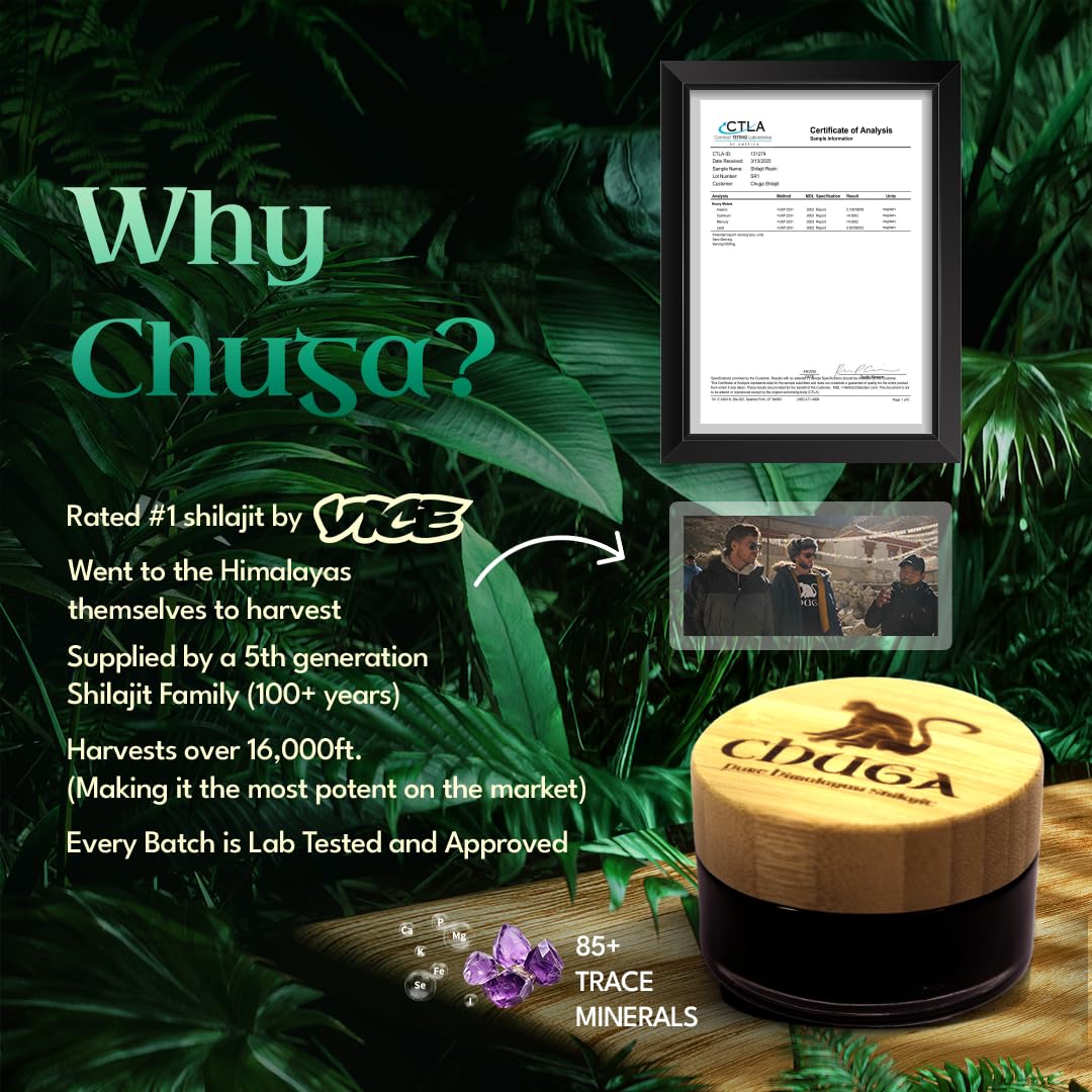 Chuga Shilajit Resin — Pure Himalayan Shilajit, Lab-Tested USA, 74% Fulvic Acid, 175 Servings (2-Pack)