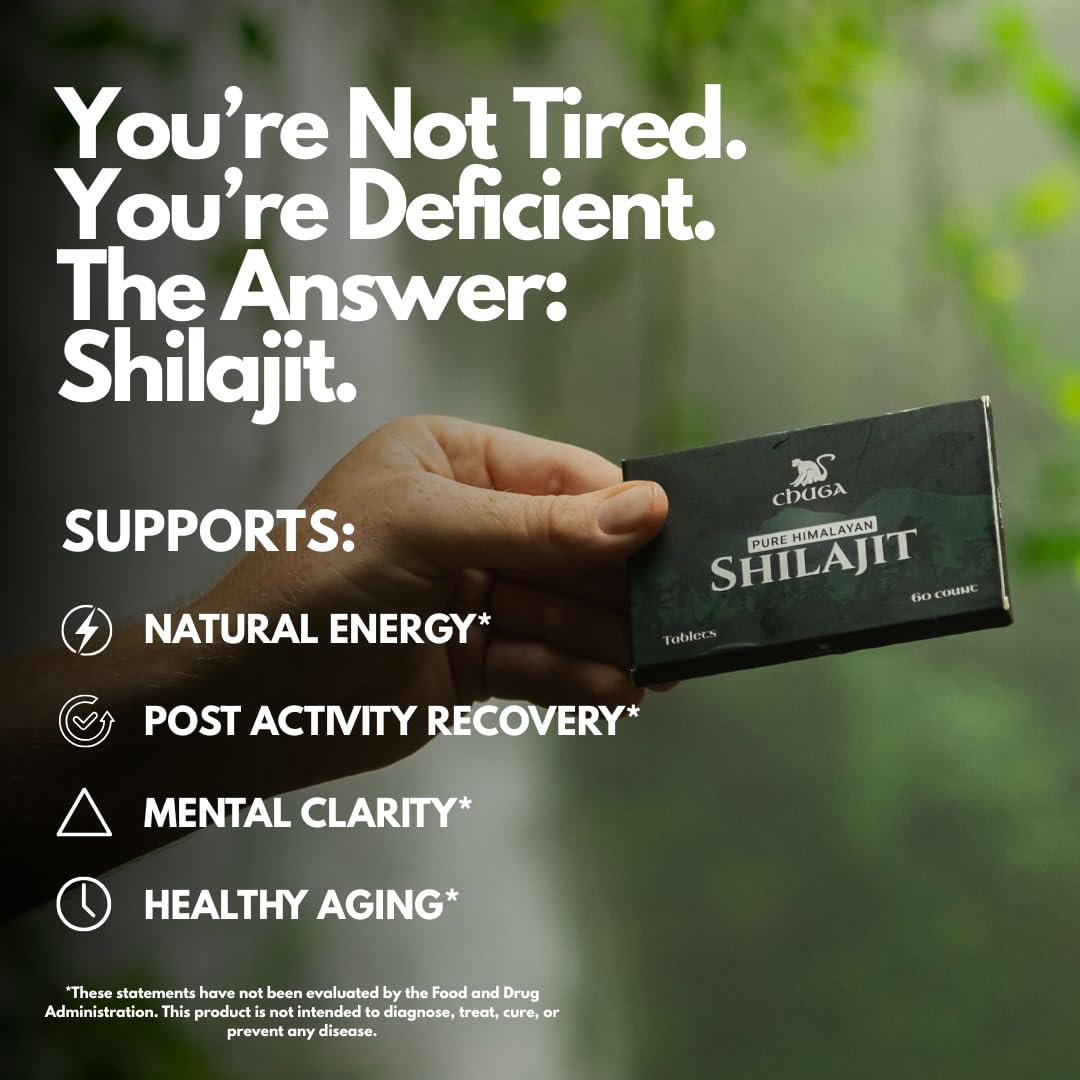 Chuga Shilajit Tablets – Himalayan Grade A, 75% Fulvic Acid, Lab-Tested in USA