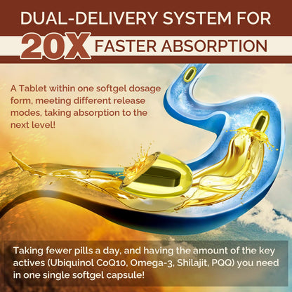 Ciaceae Ubiquinol CoQ10 600 mg Softgels with Omega-3 & Shilajit + PQQ – Dual-Delivery CoQ10 for Energy, Heart & Brain | 60 Servings