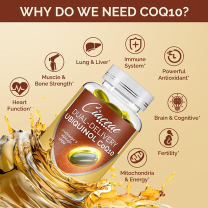 Ciaceae Ubiquinol CoQ10 600 mg Softgels with Omega-3 & Shilajit + PQQ – Dual-Delivery CoQ10 for Energy, Heart & Brain | 60 Servings