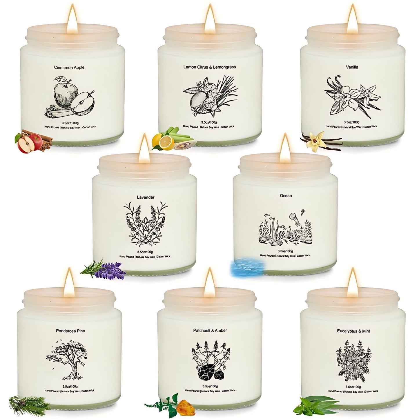 8-Pack Aromatherapy Soy Wax Candles for Women | Gift Ideas for Mother's Day