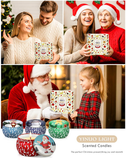 Christmas Candle Gift Set for Women - 4 Pack Soy Wax Aromatherapy Candles