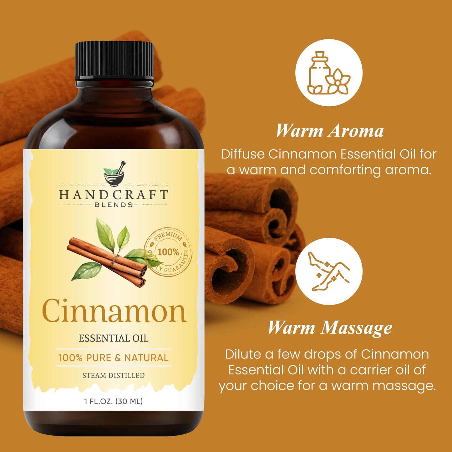 Handcraft Blends Cinnamon Essential Oil – 1 Fl Oz – 100% Pure & Natural