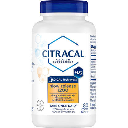 Citracal Calcium + D Slow Release 1200mg – 80 Tablets (Pack of 4)
