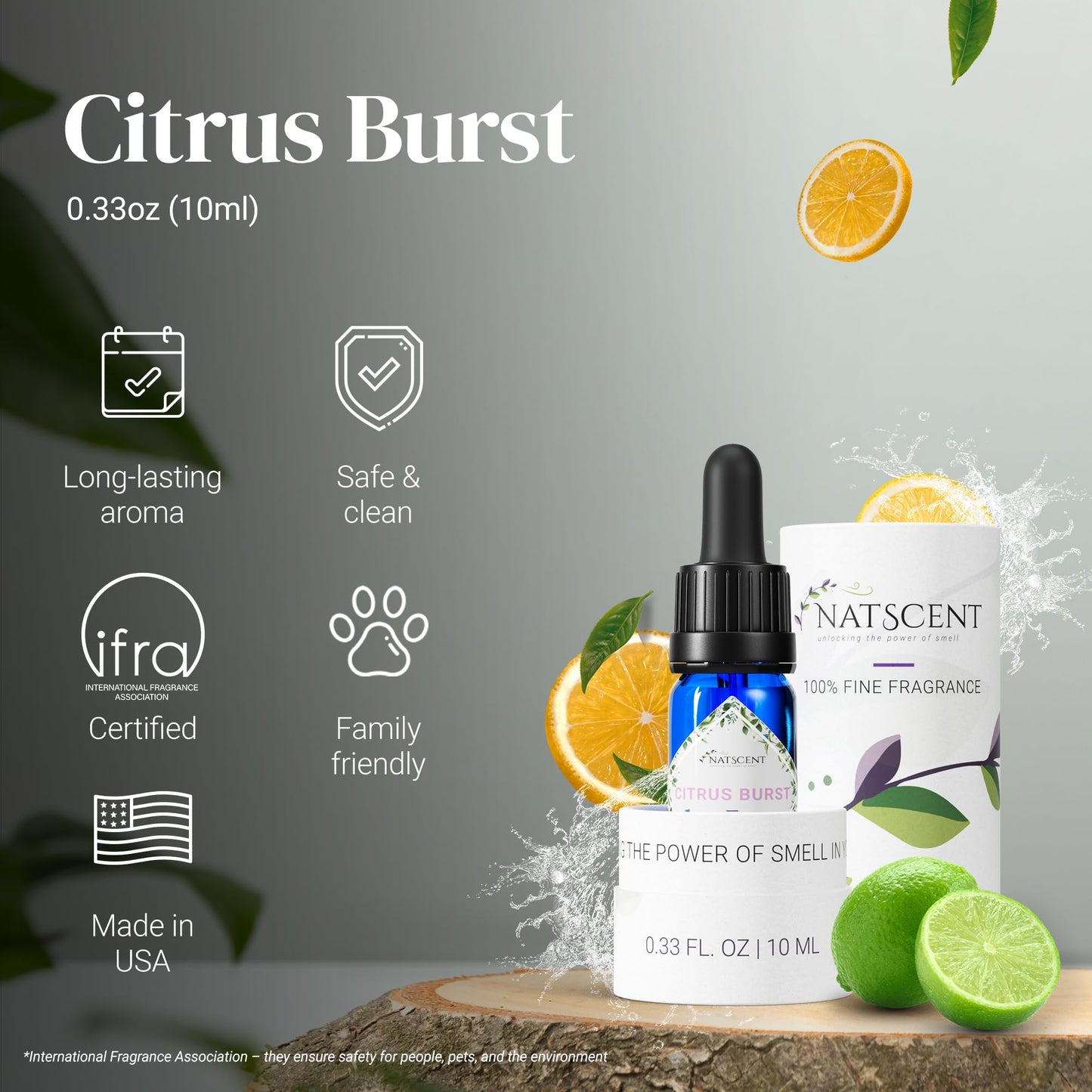 Citrus Burst Essential Oils for Diffusers for Home - 0.33 oz | IFRA Certified, Family-Friendly