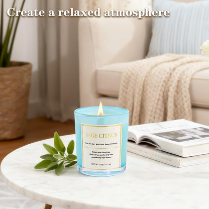 CJVIUS 2 Pack Candles – Sage Citrus Wood Wick, 22.6 oz, 150 Hours