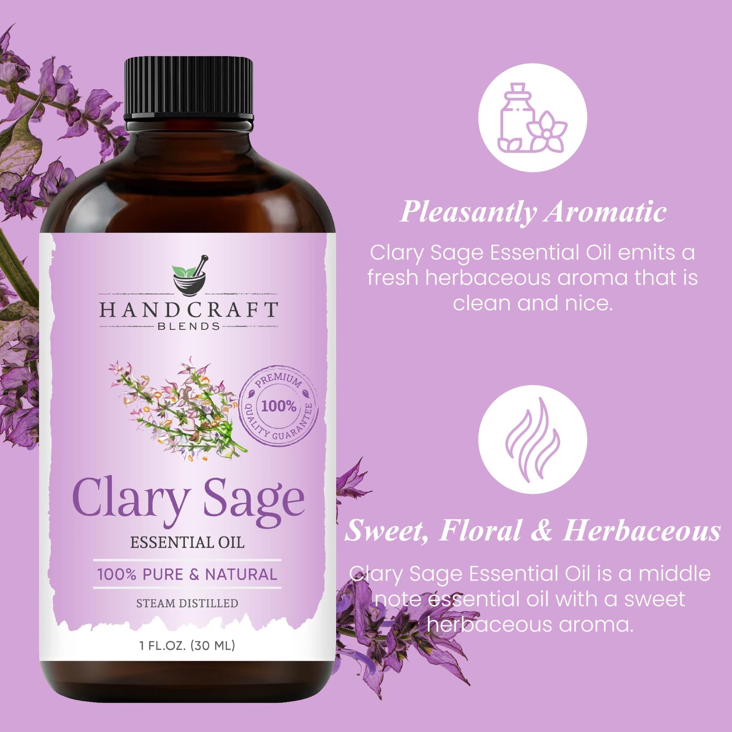 Handcraft Blends Clary Sage Essential Oil – 1 Fl Oz | 100% Pure & Natural, Premium Grade