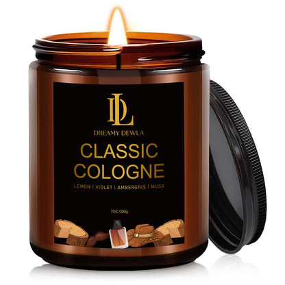 Classic Cologne Candle – Aromatherapy Soy, 7oz, 50 Hour Burn Time