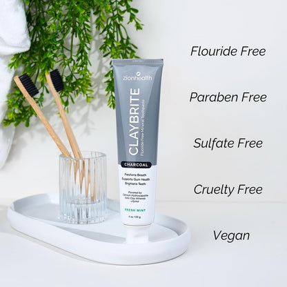 ClayBrite Activated Charcoal Toothpaste Zion Health 4 oz