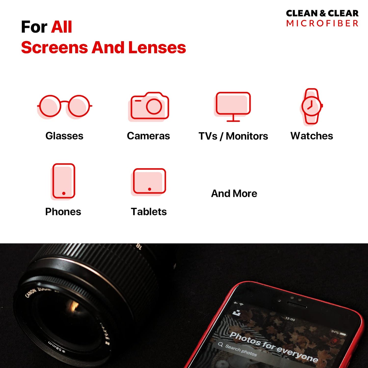 Clean & Clear Microfiber Cloth - Extra Large 8 Pack | Ultra Premium