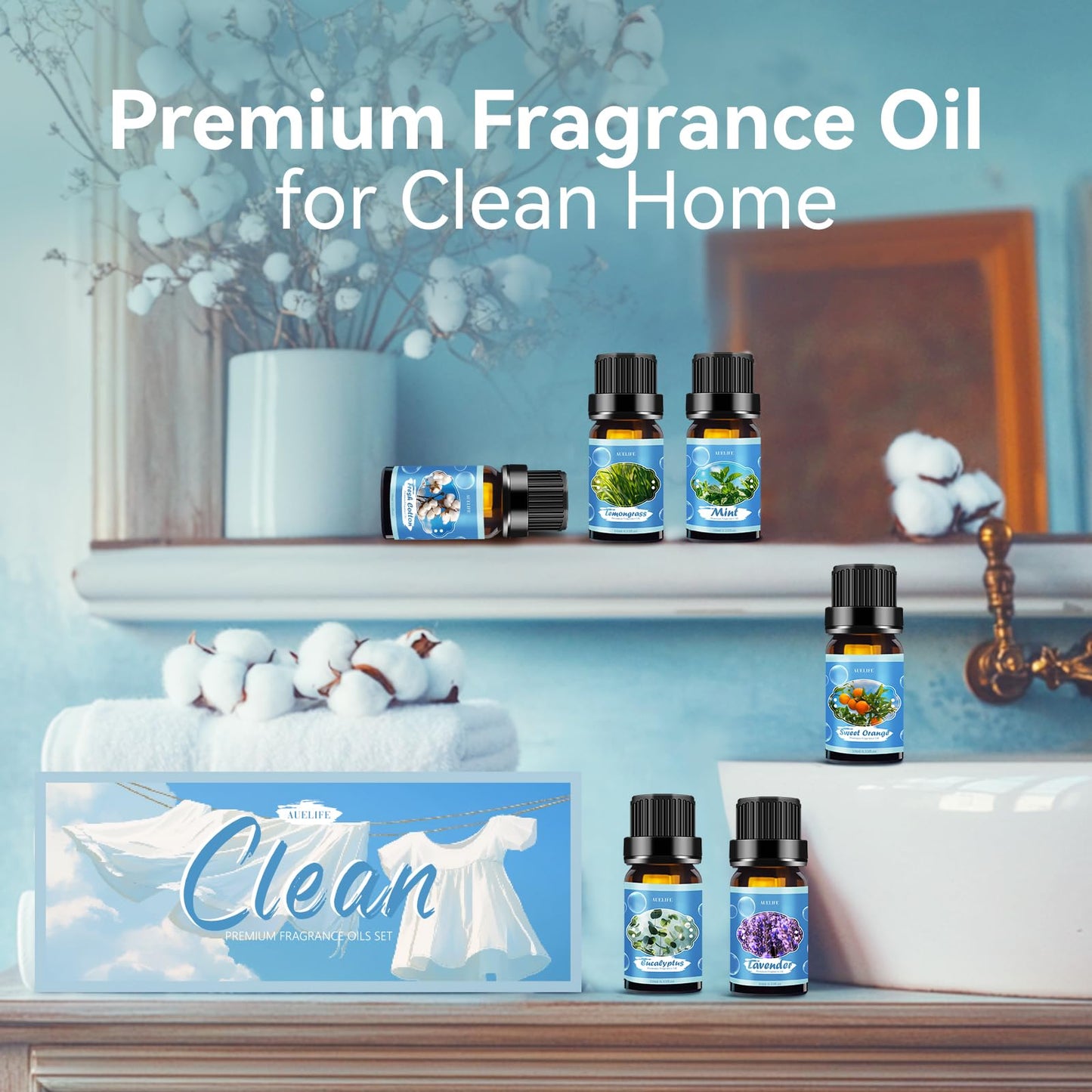 Clean Essential Oils Set - 6 Pack Premium Aromatherapy Oils Gift Set