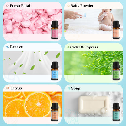 Clean Essential Oils Set - 6x10ml Fragrance Oils for Diffuser, Aromatherapy, Candle & Soap Making