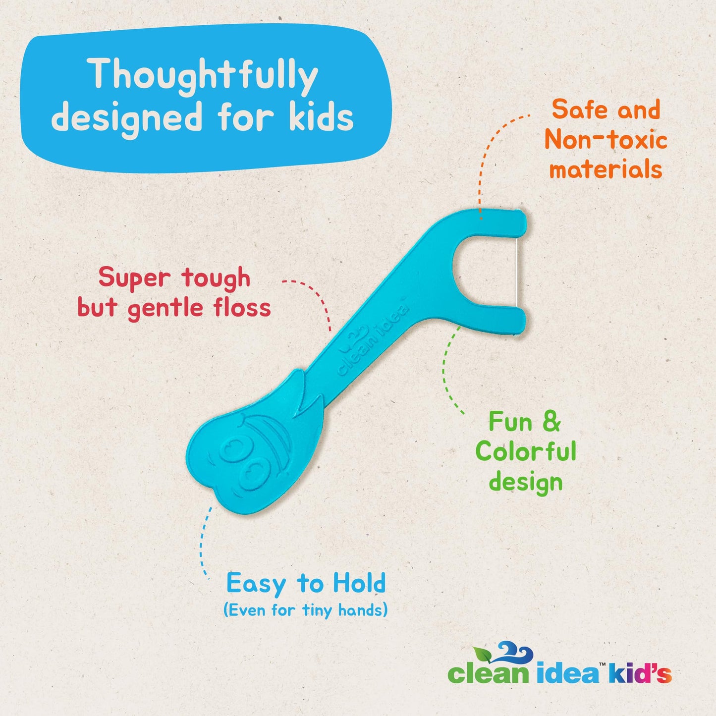 Clean Idea Kids EcoFlossers 200ct: Easy to Hold Biodegradable Floss Picks