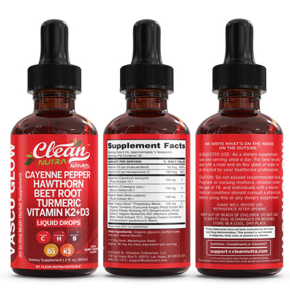 Clean Nutra Cayenne Pepper Drops Supplement Liquid + Hawthorn Berry, Vitamin D3 K2 Beet Root Powder, Ceylon Cinnamon, Turmeric Curcumin, Organic Panax Ginseng, Berberine Extract Organic (2)