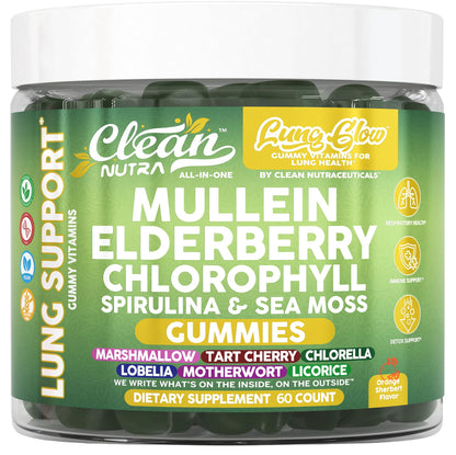 Clean Nutra Mullein Gummies for Lung Health – Elderberry, Sea Moss & Spirulina