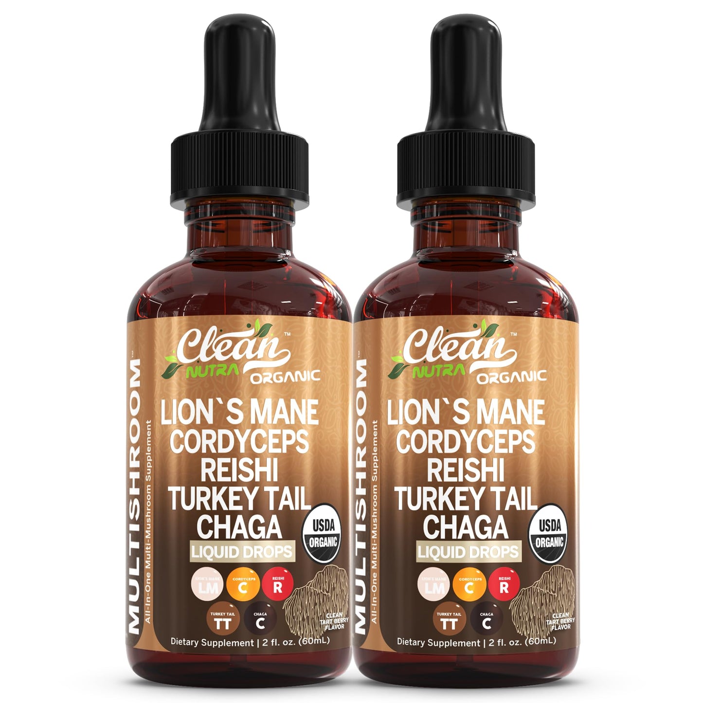 Clean Nutra Mushroom Liquid Drops | Lions Mane, Cordyceps, Reishi & Turkey Tail