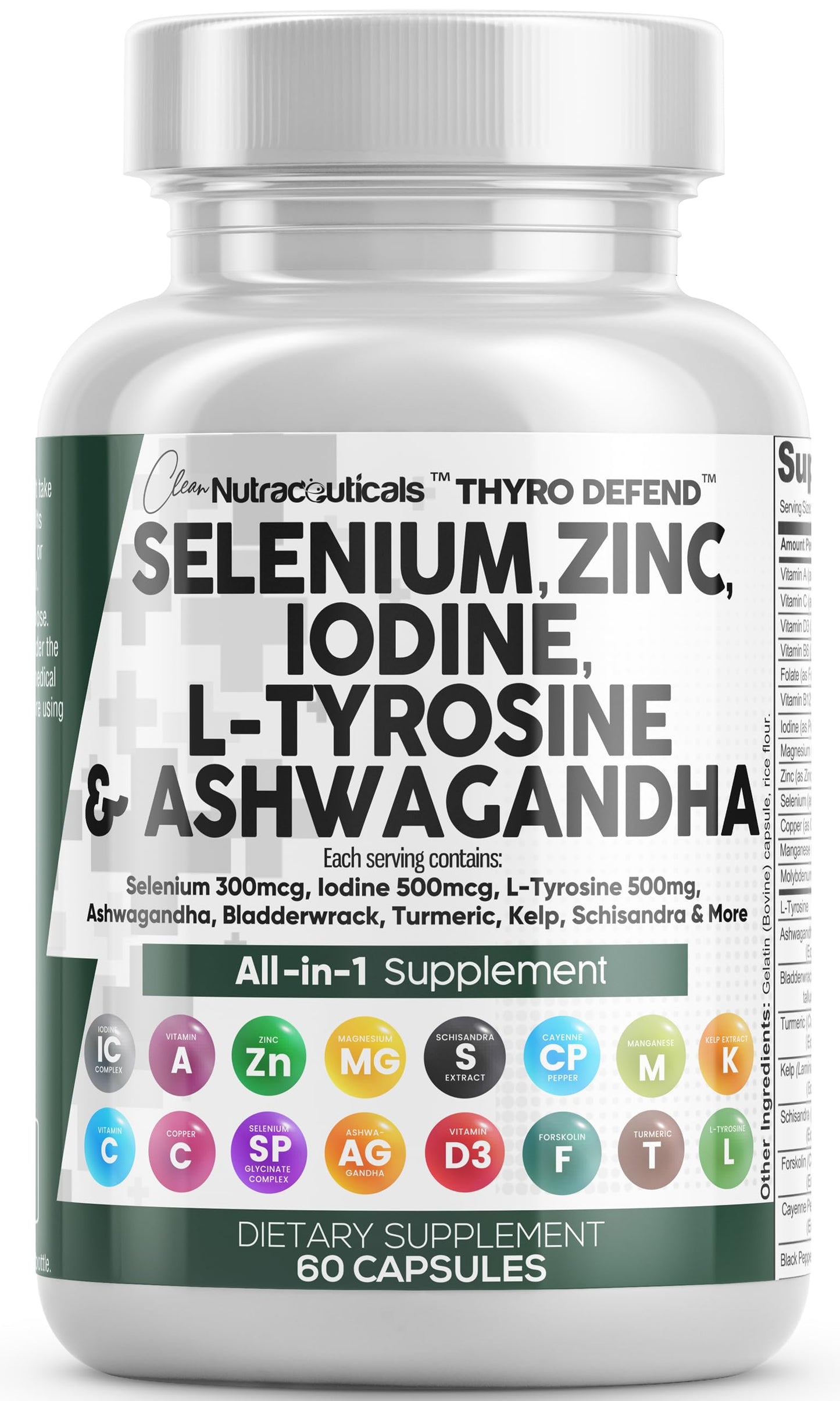 Clean Nutra Thyroid Support: Selenium, Iodine & Zinc | L-Tyrosine, Ashwagandha
