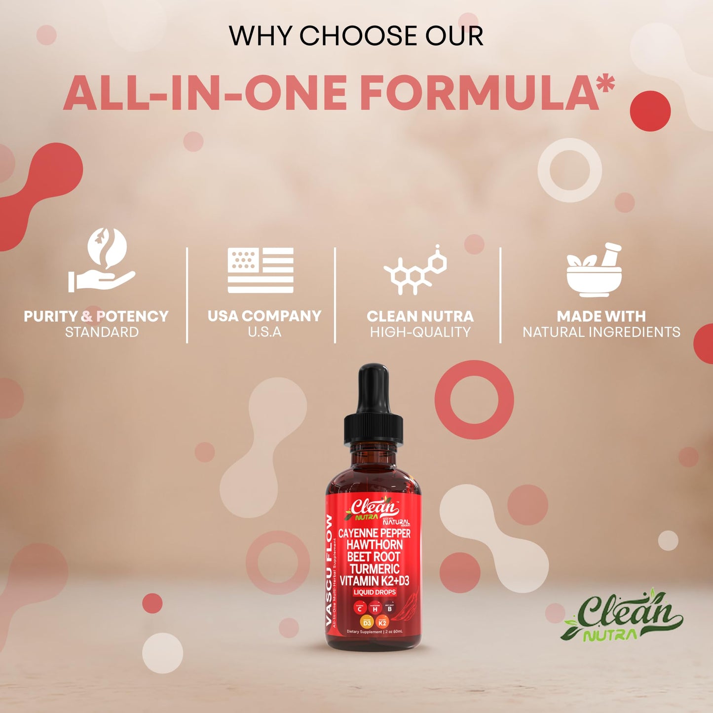 Clean Nutra Cayenne Pepper Drops Supplement Liquid + Hawthorn Berry, Vitamin D3 K2 Beet Root Powder, Ceylon Cinnamon, Turmeric Curcumin, Organic Panax Ginseng, Berberine Extract Organic (2)