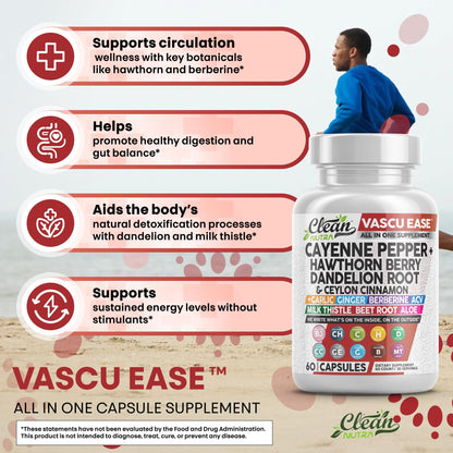 Clean Nutra Vascu Ease Cayenne Pepper Capsules – Digestive & Immune Support