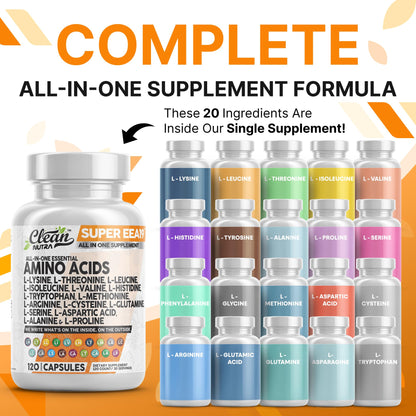 Clean Nutraceuticals Amino Acids Supplement – L-Lysine, L-Leucine & More